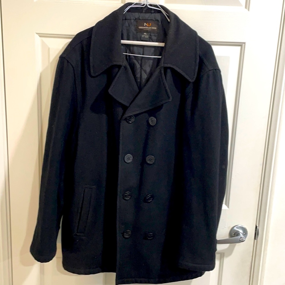 This is a vintage urban selection Black Peacoat. From casual to upscale casual.